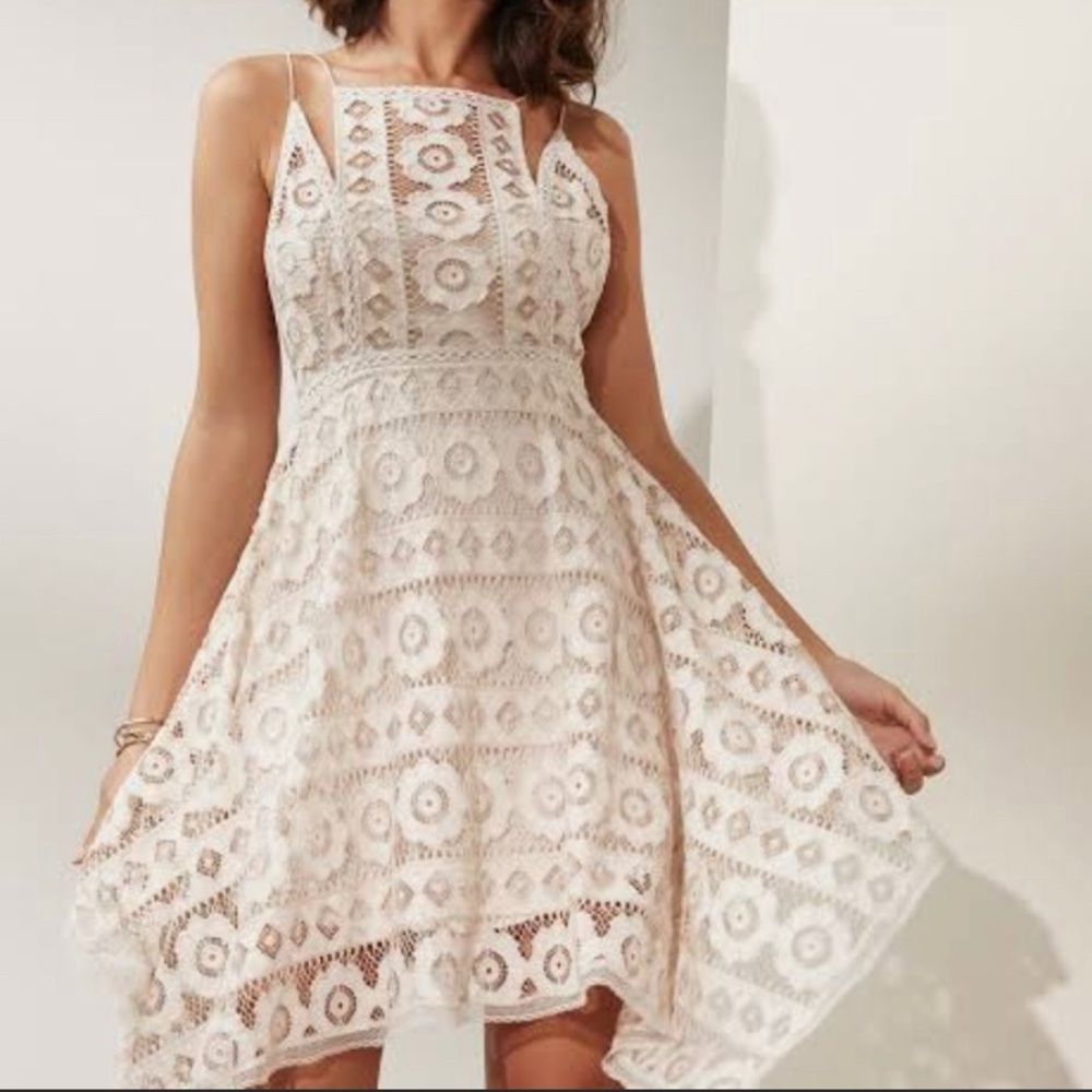 Free People White Crochet Backless Sundress